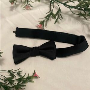 Classic Black Satin Bow Tie Adjustable Strap Unisex Formal Tuxedo Event